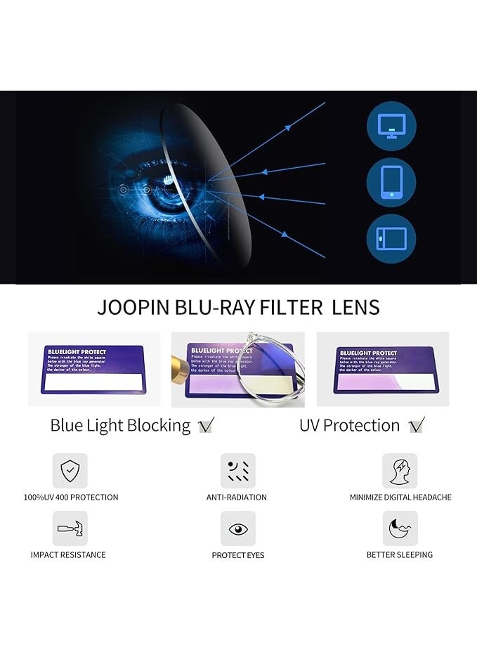 Joopin Blue Light Glasses for Men Women Anti Eye Fatigue, Retro Round Blue Light Eyewear Computer Gaming Screen Glasses - Image 3